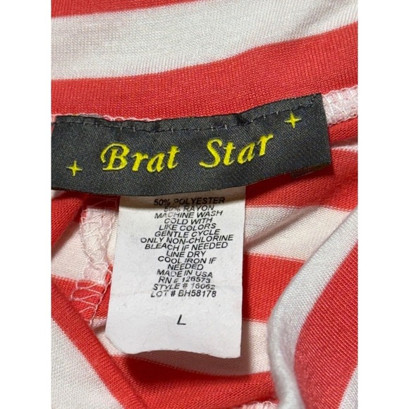 Brat Star Maxi Skirt Red White Striped Tiered High Waist Casual Size L - Picture 5 of 7